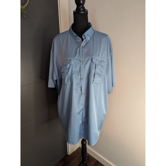 Lot of 2 Men's Cape Back Short Sleeve Fishing Shirts - Yellow and Blue - 2XL - Picture 6 of 9